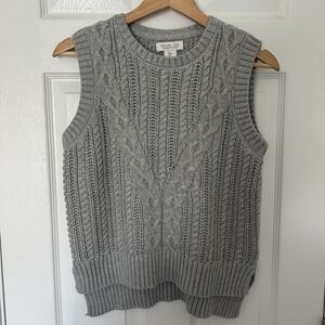 Rachel Zoe Cable Knit Cotton Blend Vest in‎ Gray